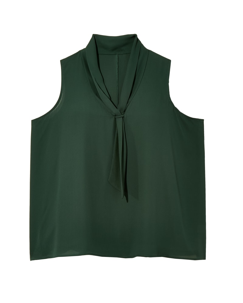 Front of plus size Antonella Sleeveless Tie Neck Blouse by Molly & Isadora | Dia&Co | dia_product_style_image_id:118926